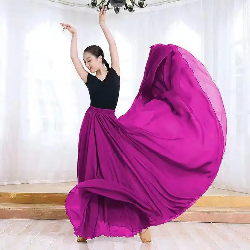 Pleated High Waist Chiffon Long Skirt