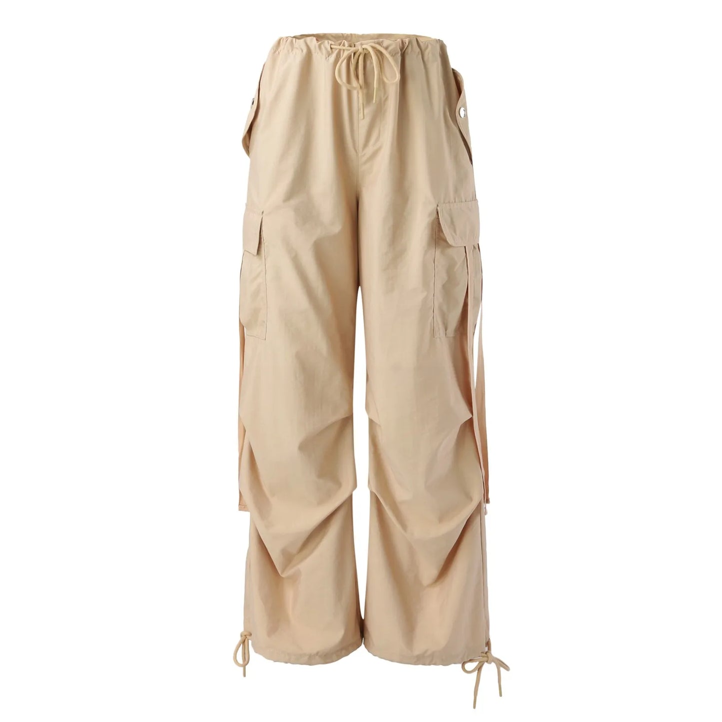 Women's Pants Streetwear Casual Hip Hop Elastic Waist Cargo Pants Drawstring Lace Up Trousers