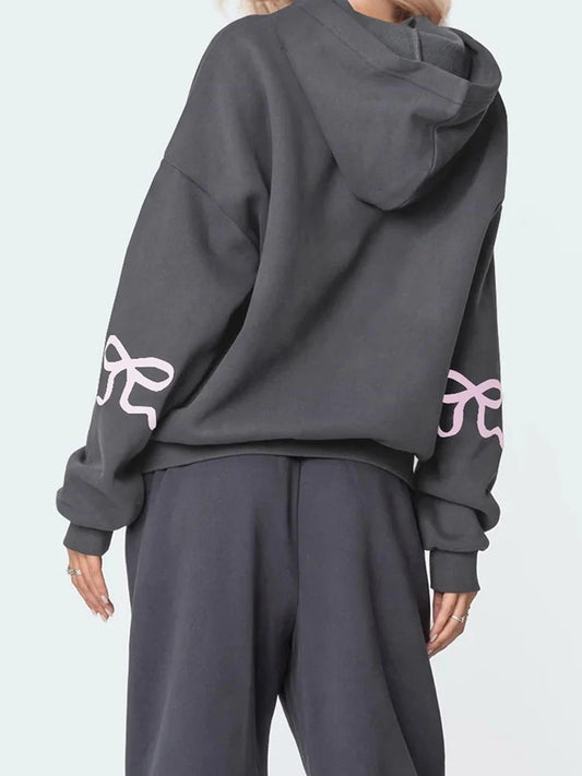 Casual Women s Oversized Hoodies with Bow Print Long Sleeve Sweatshirts Streetwear Aesthetic Tops for a Relaxed Look