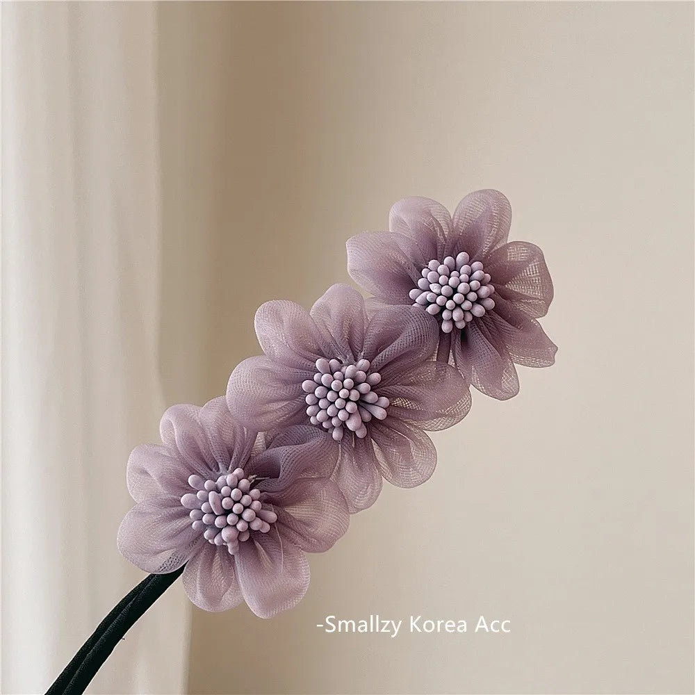 Elegant Shell Pearl Lazy Hair Curler Bow Barrettes Braided Hair Artifact Vintage Women Flower Hair Maker Tools Scrunchies