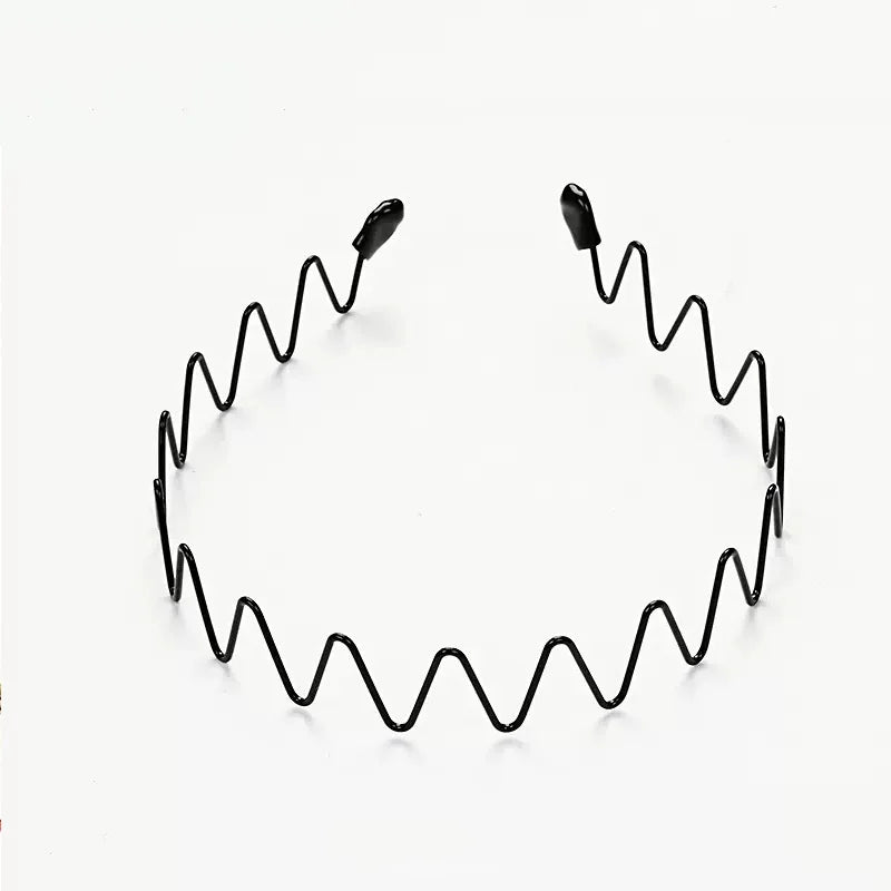 Unisex Black Elastic Non Slip Simple Metal Headbands For Women Wavy Hairband Spring Hair Hoop Fashion Hair Accessories
