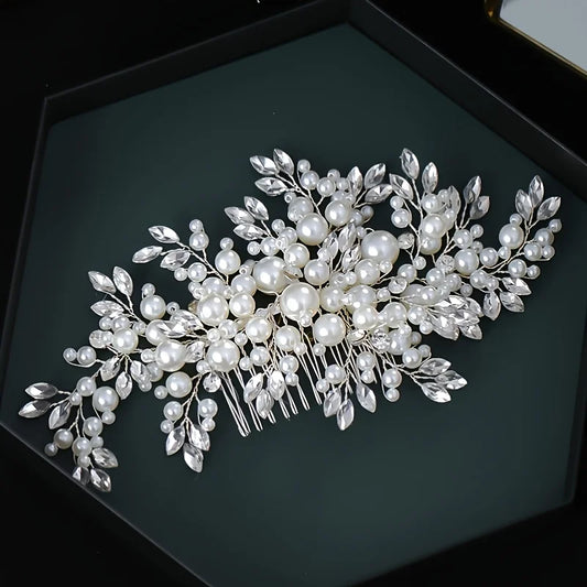 Luxurious Pearl Hair Comb Headband Rhinestone Pearl Hair Accessories For Women Accessories Headpiece