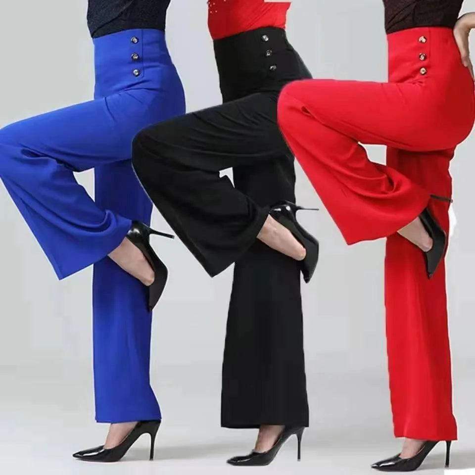High Waisted Pants For Women Social Dance Wide Leg Pants Slimming And Versatile Pants