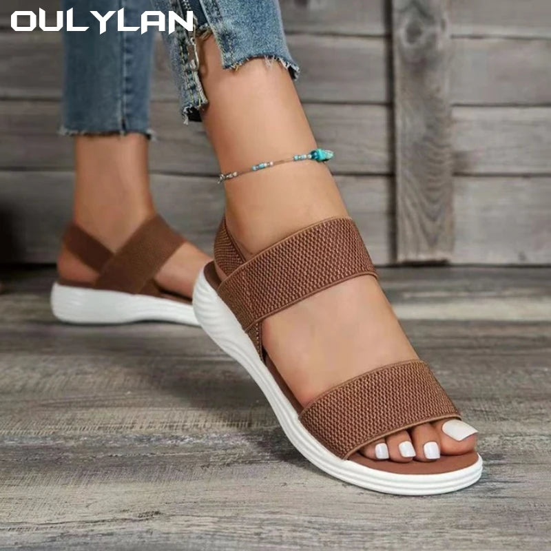 Women Summer Fashion Sandals Mesh Casual Sports Sandals Flying Woven Flat Shoes Sandals