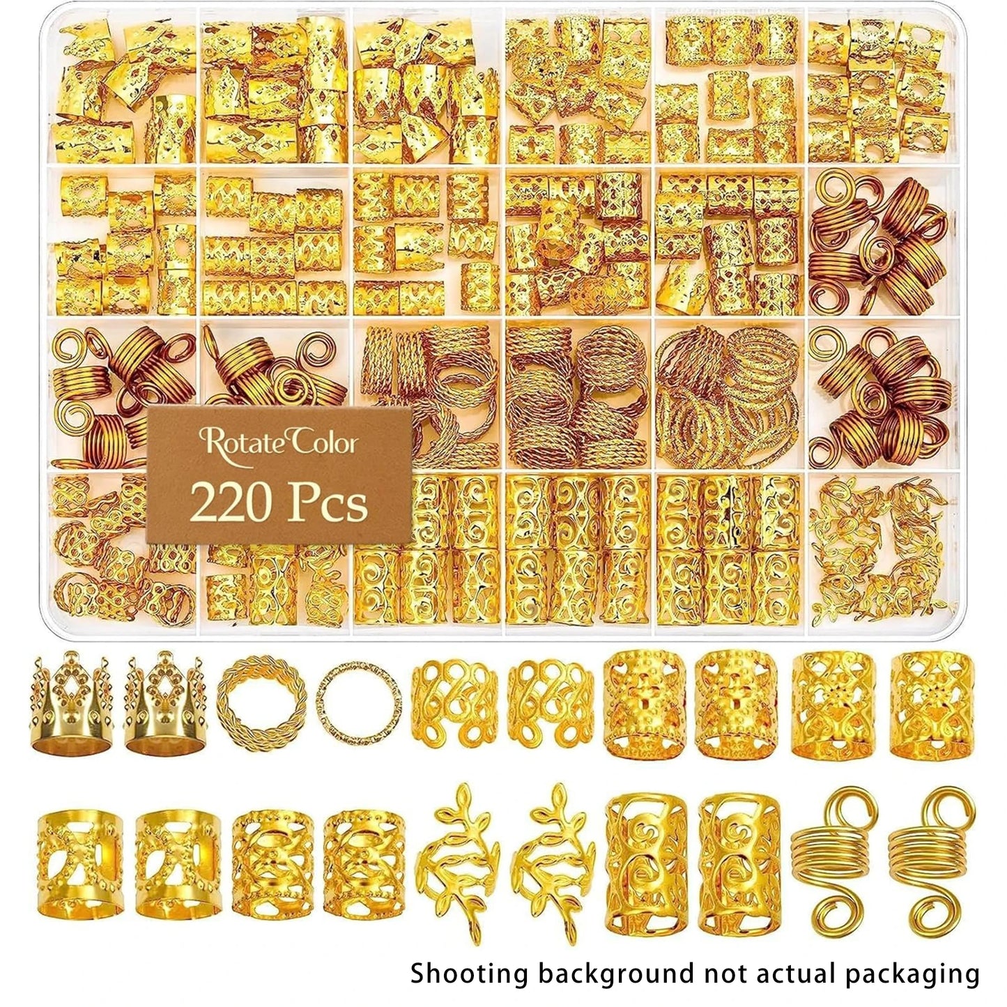 220pcs Dreadlock Hair Rings Adjustable Cuffs Clip Hair Braids Bead Hairpin hair accessories Headwear for women