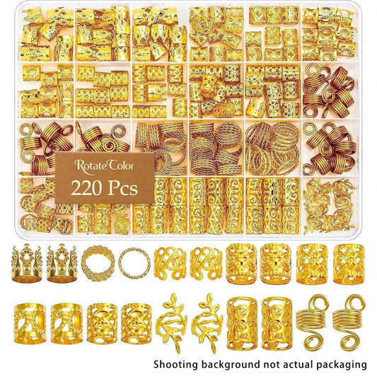 220pcs Dreadlock Hair Rings Adjustable Cuffs Clip Hair Braids Bead Hairpin hair accessories Headwear for women