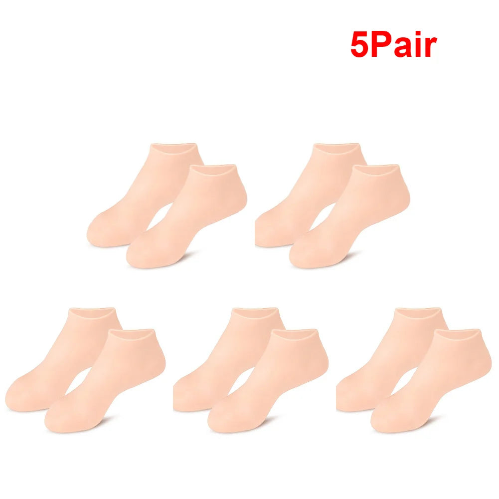 1-5 Pair Silicone Moisturizing Foot Socks for Dry Cracked Feet