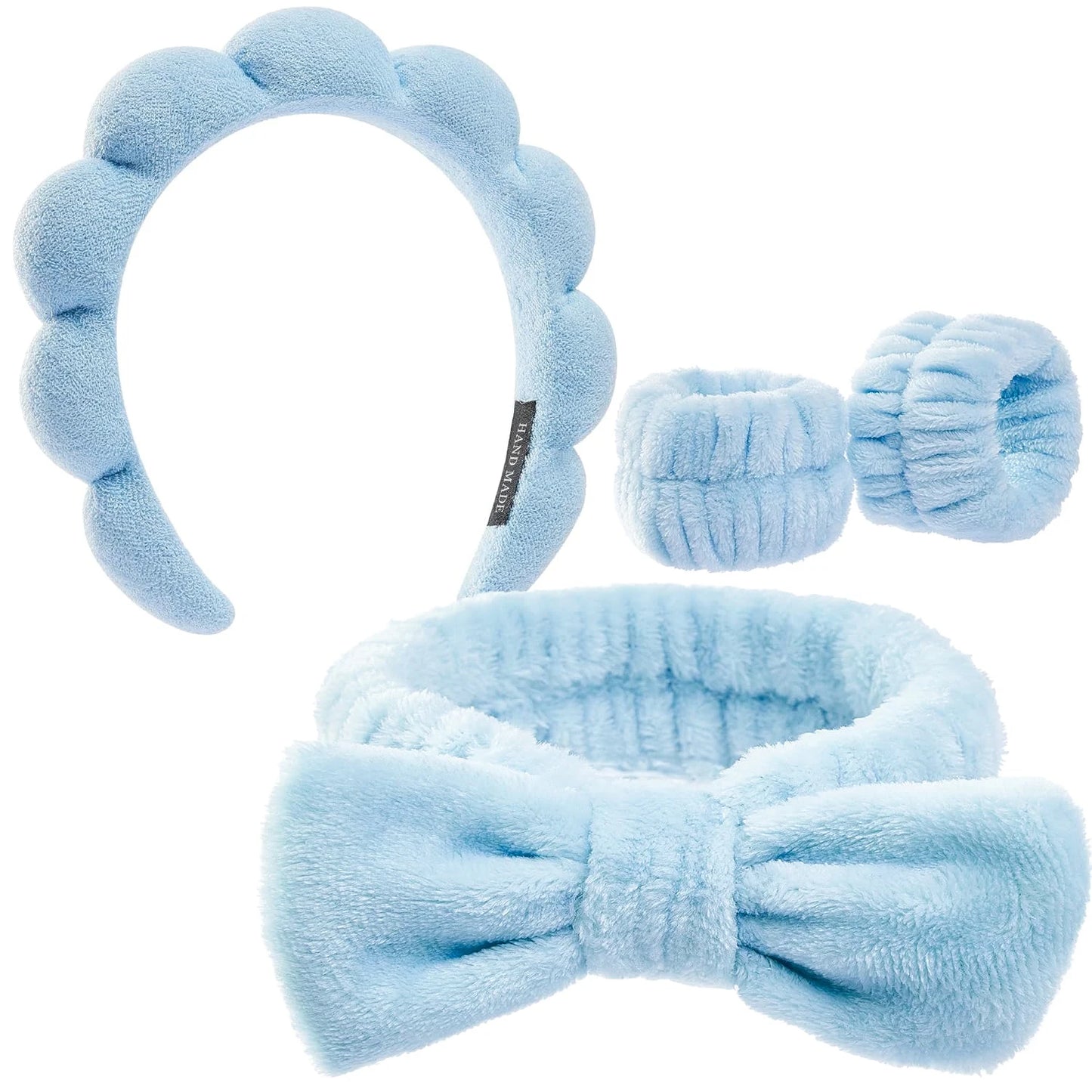 4 Pcs Spa Makeup Face Wash Headband, Sponge Hair Band Bow Tie Headband for Washing Face