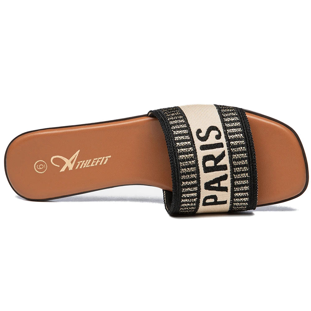 Letter Flat Sandals Casual Comfortable Slip Slide  Vintage Slippers