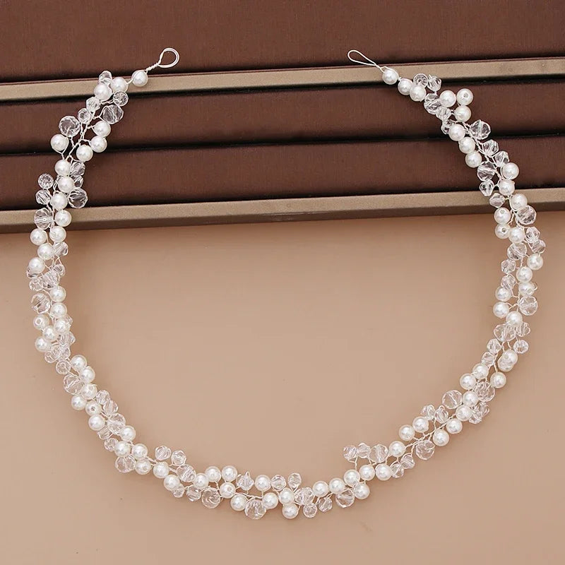 Pearl Headband  Hair Accessories Rhinestone Crystal Wedding Headband For Women Bride Head piece Hair Jewelry