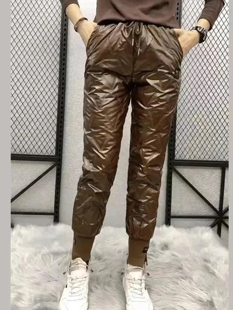 Oversized Down Cotton Pencil Pants  Casual High Waist