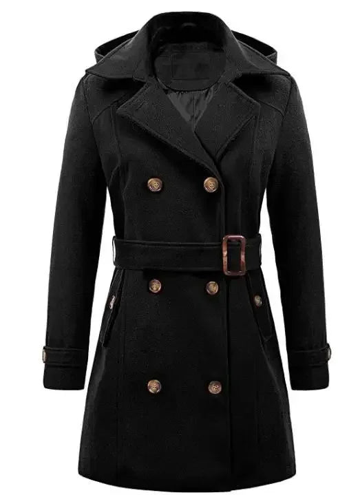 Outerwear Coat  Fashion Trench Coat Double-Breasted Classic Lapel Overcoat Belted