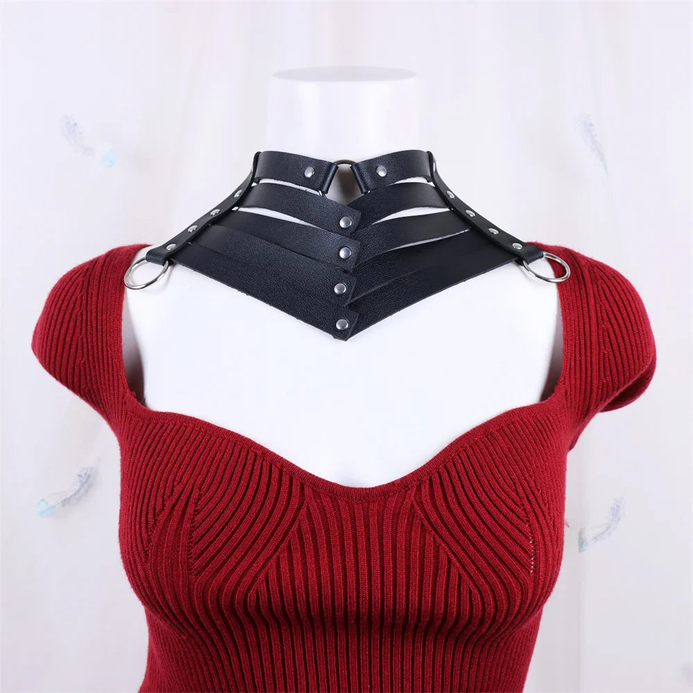 Black Sexy Trendy Rock Gothic Collar Necklaces Jewelry Gothic Leather Belt Rivets Punk Choker Necklace for Women