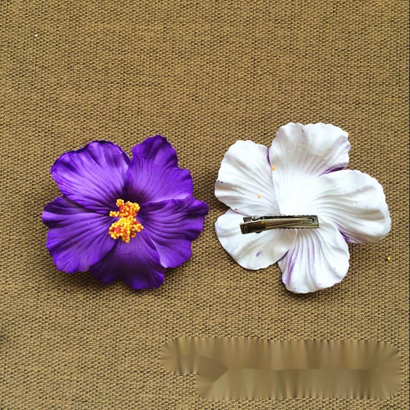 Bohemian Style Hibiscus Flower Sweet Seaside Beach Resort Style Egg Flower Hair Clip For Women