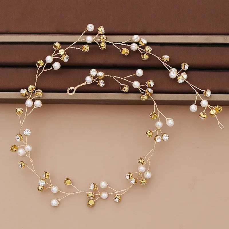 Pearl Headband  Hair Accessories Rhinestone Crystal Wedding Headband For Women Bride Head piece Hair Jewelry