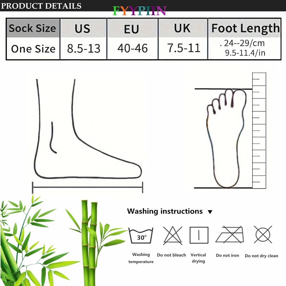 5 Pairs of  Men's Mid-Calf Socks - Soft, Breathable, Moisture-Wicking Bamboo Fiber for All Season Wear