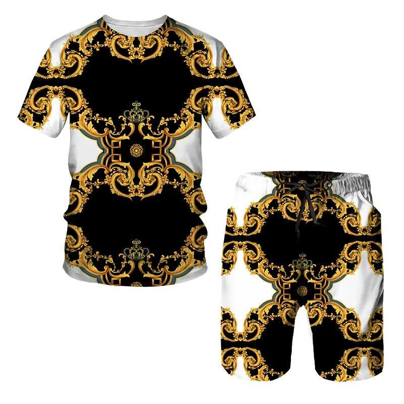 Luxury Set Clothing Men Tracksuit Tshirts+Shorts 2 Piece Sets Fashion Men's Set Short Sleeve Sports Suit Casual Streetswear