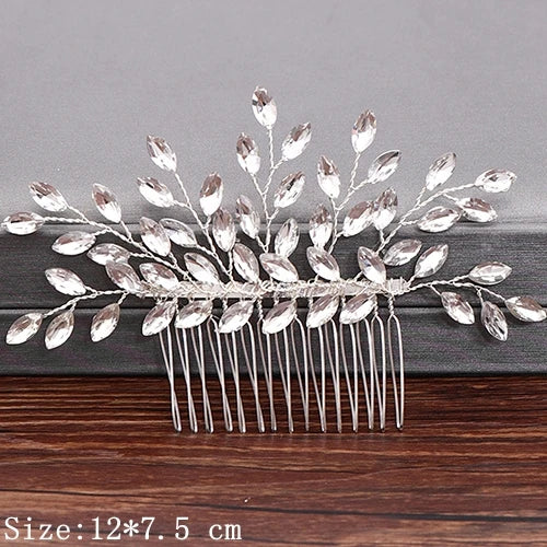 Hair Combs  Hair Accessories For Women Hair Jewelry Silver Color Pearl Rhinestone Head Jewelry Women Accessories