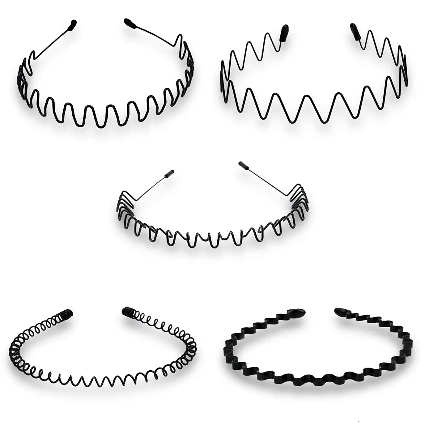 Unisex Black Elastic Non Slip Simple Metal Headbands For Women Wavy Hairband Spring Hair Hoop Fashion Hair Accessories
