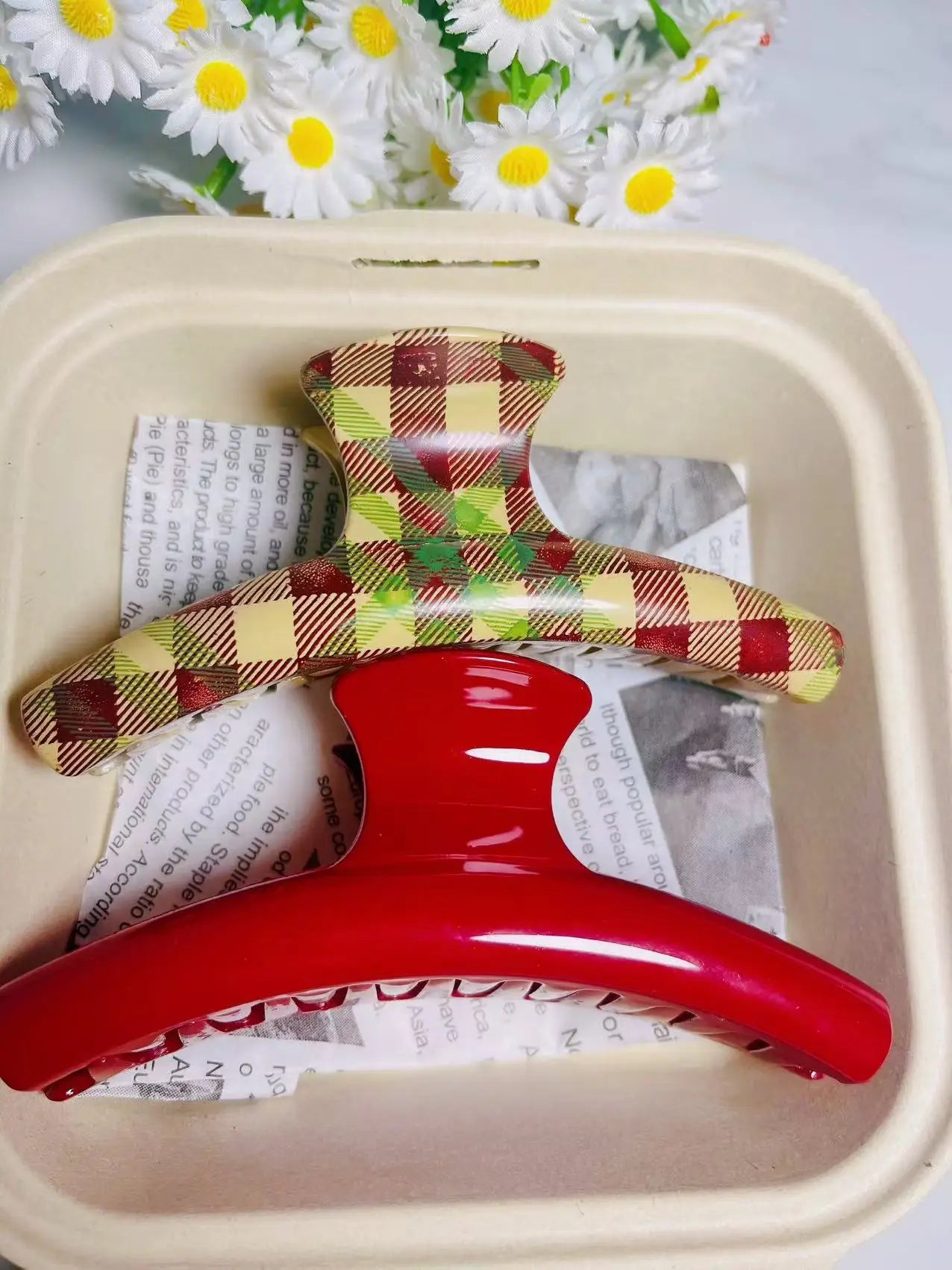 2Pcs/set Vintage Blue Polka Dot Red Bow Hair Clip Shark Claw Clamp Hairpin Barrette Accessory For Women