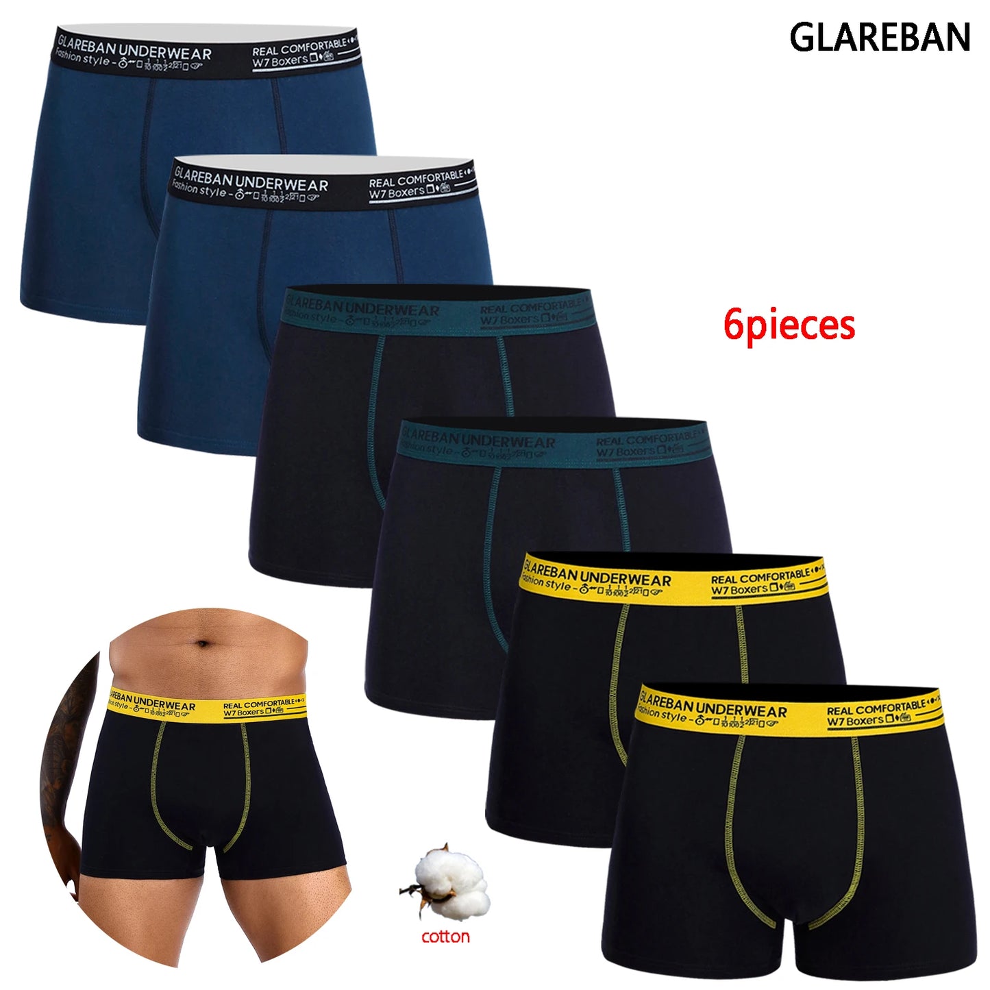 6pcs pack Black Boxer Shorts Men Underwear Soft Breathable Male Underpants for Men Homme Boxershorts