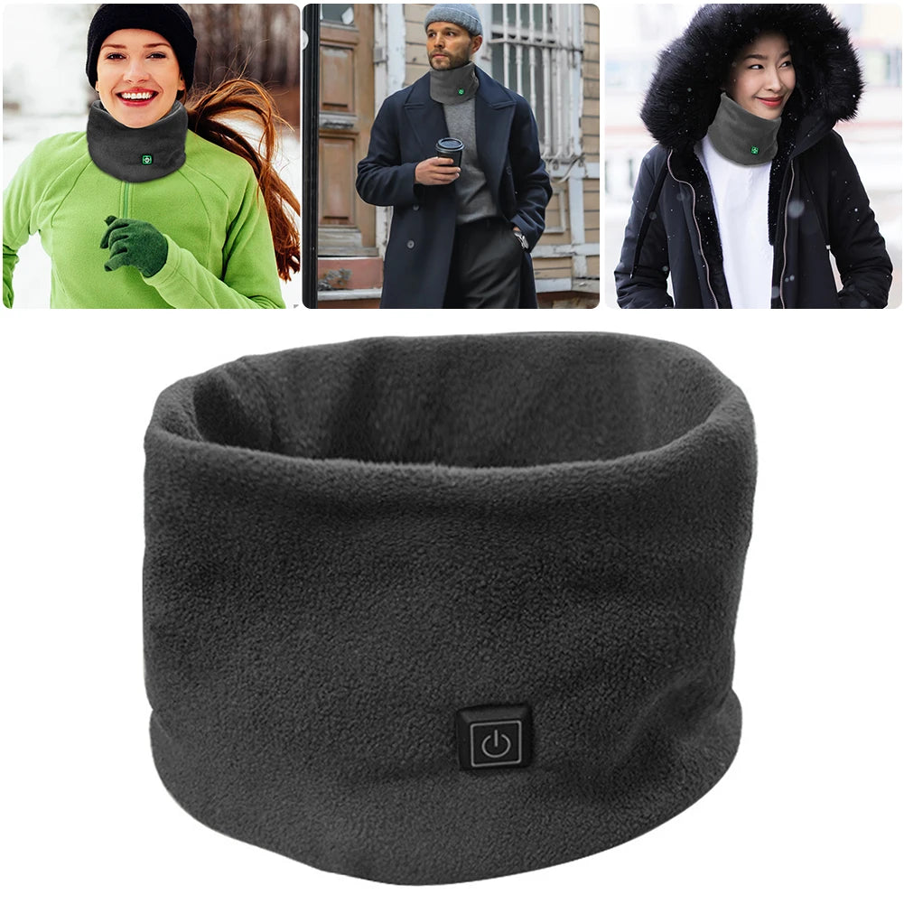 Unisex Heating Fleece Scarf Rechargeable Electric Heating Scarf Foldable 3 Speed Heating