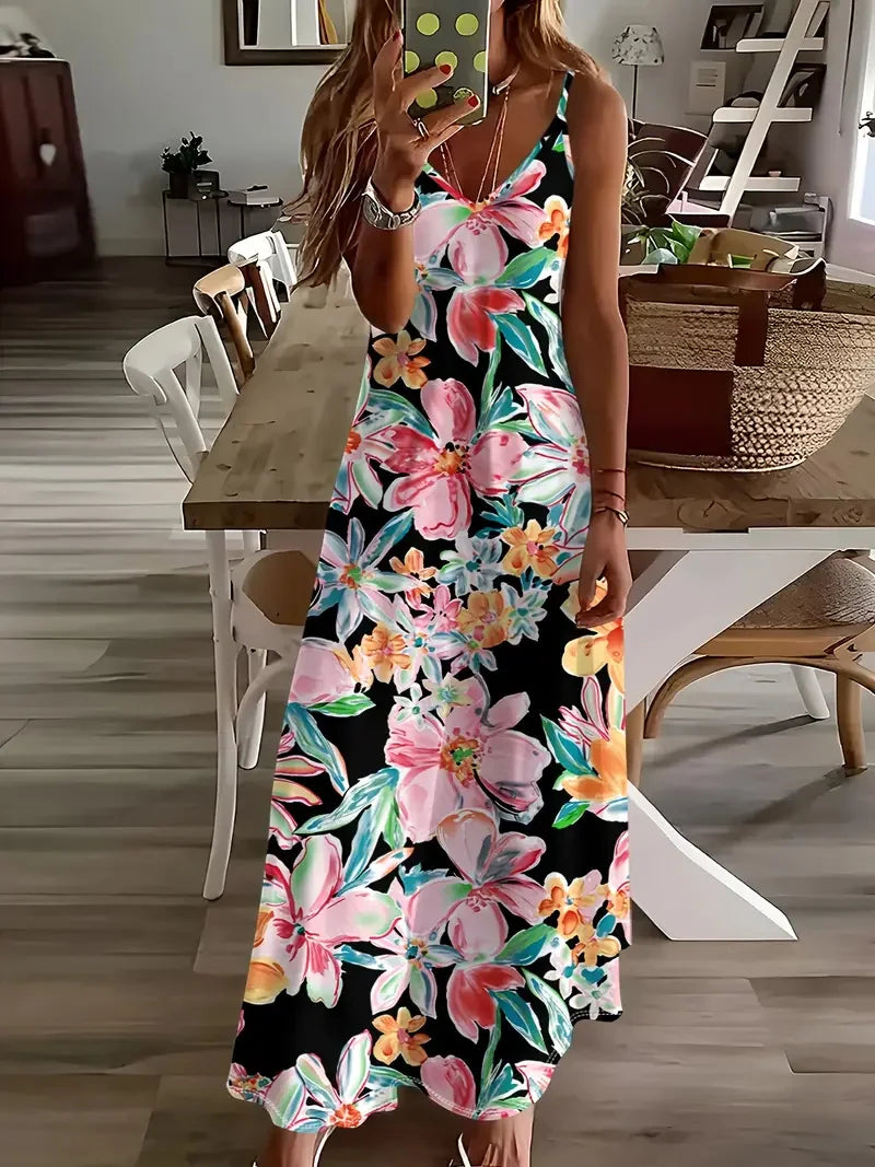 Summer Bohemian Style Women's Suspender Skirt Long A-line Oversized Casual Dress Women's Elegant  Summer Loose Beach Clothes