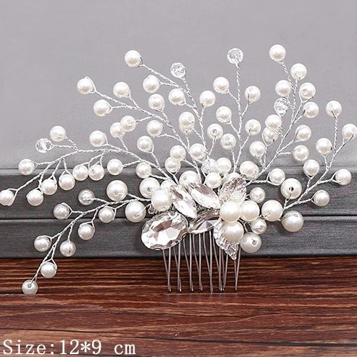 Hair Combs  Hair Accessories For Women Hair Jewelry Silver Color Pearl Rhinestone Head Jewelry Women Accessories