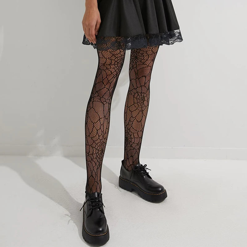 Lace Thigh High Stockings Sexy Sheer Floral Pattern Anti-Slip Elastic Long Socks
