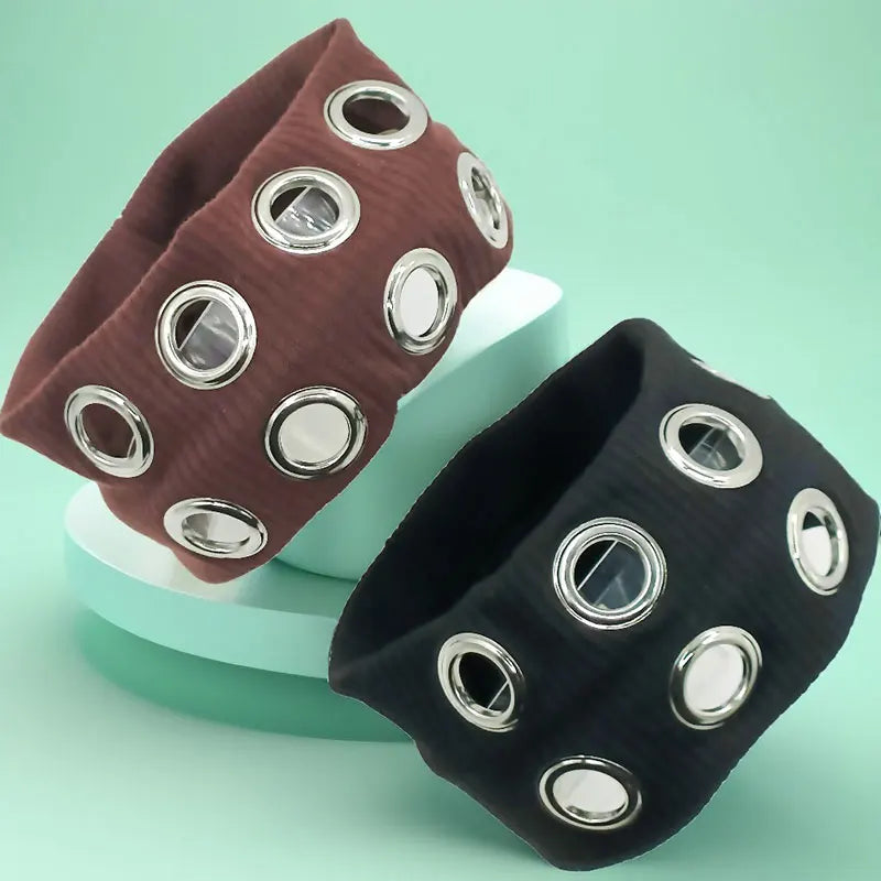Girl Hollowed Out Eyelets Wide Elastic Headband Stretchy Metal Rock Steampunk for Sports Headbands Hair Accessories