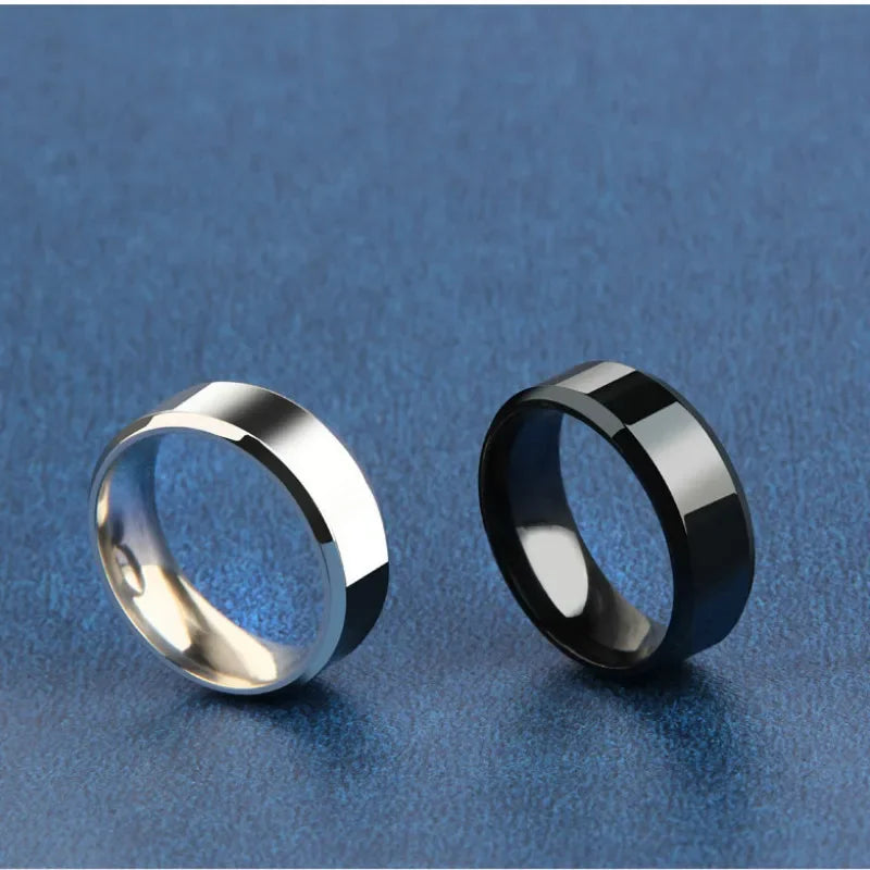 Charm Jewelry Ring for Men Women Stainless Steel Black Rings Wedding Band Quality Matte Male Jewelry