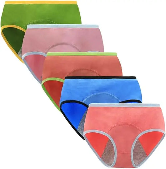 5Pcs Women Protective Cotton Menstrual Period Panties Teens Breathable Leakproof Briefs Women Postpartum Underwear