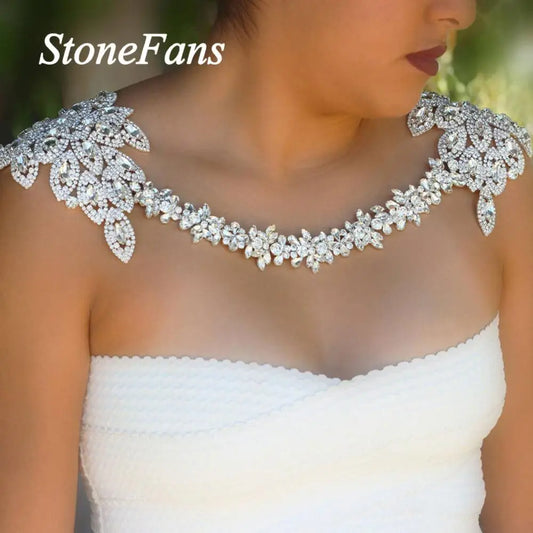 Shoulder Necklace Crystal  Jewelry  Exaggerated Silver Color Shoulder Piece Necklace