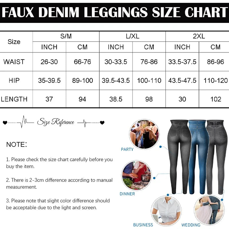Women Denim Print Leggings Fashion Slimming Push Up Leggings  Stretch Printed  Pants